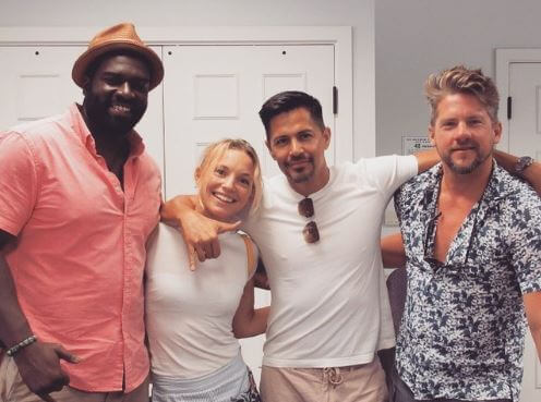 Perdita Weeks with her co-actors of Magnum P.I.